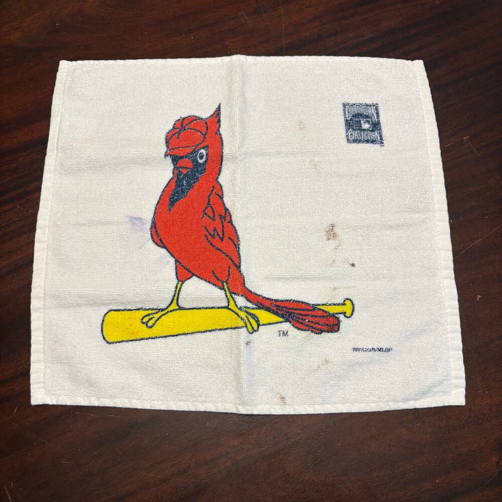 Vintage St Louis Cardinals Rally Towel Bird On A Bat White Hand Towel MLB